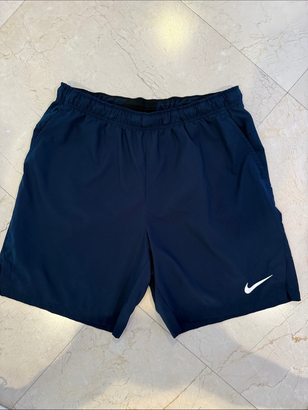 Nike Men’s Navy Athletic Shorts with White Swoosh
